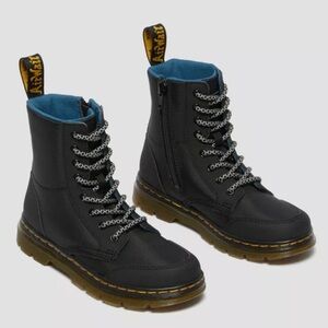 Dr. Martens Junior Combs Black and Blue‎ Utility Combat Boots Boys Size 4